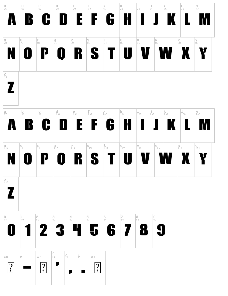 Call of Ops Duty font map